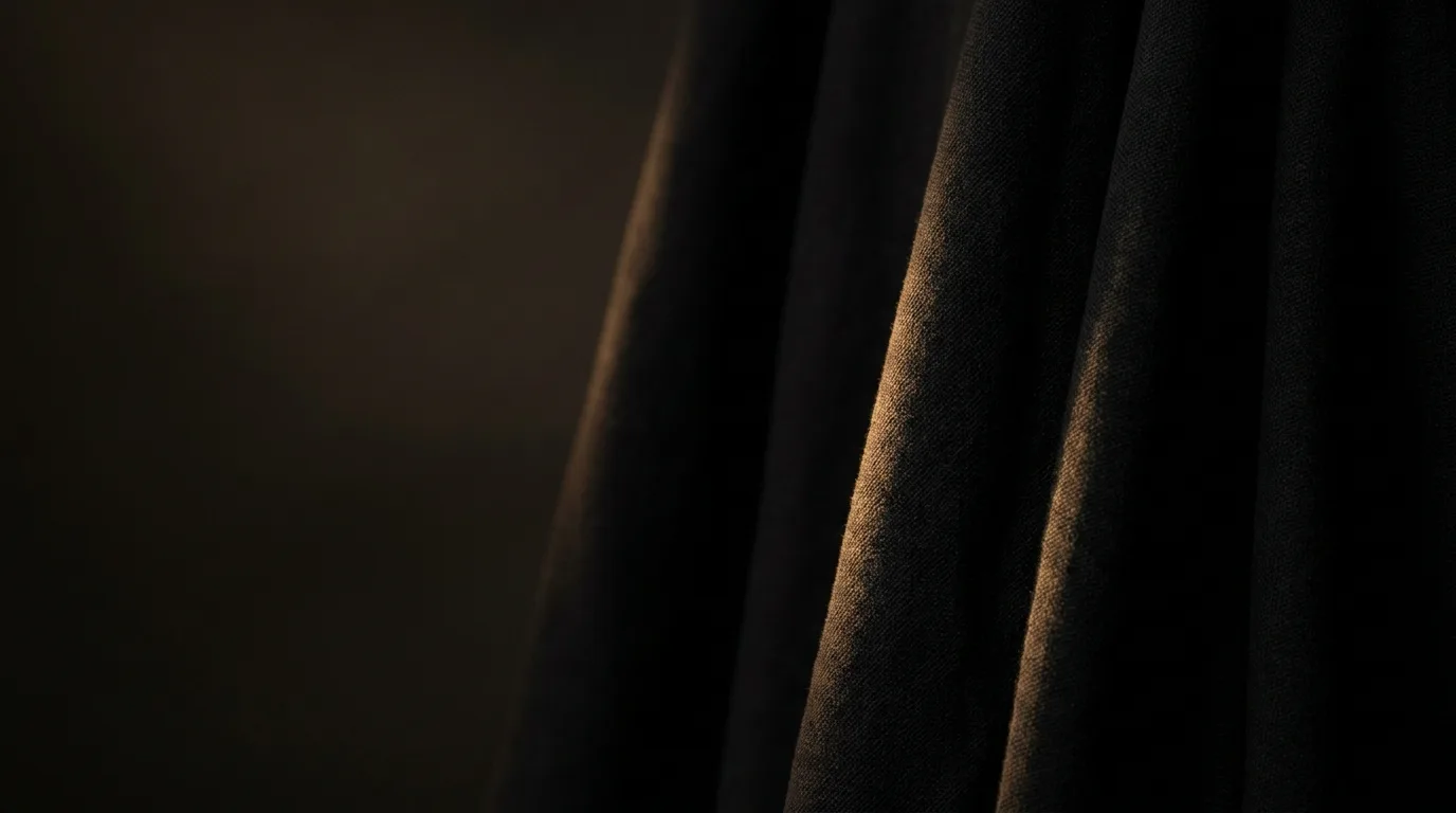 Black heavyweight cotton in gold studio light